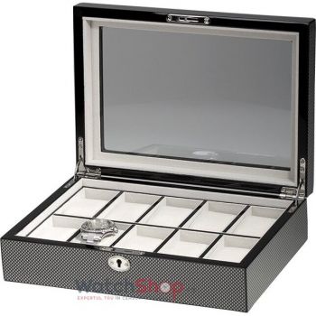 Cutie depozitare Rothenschild RS-2071-10CA 8.5 x 21.5 x 30.5 pentru 10 ceasuri Gri