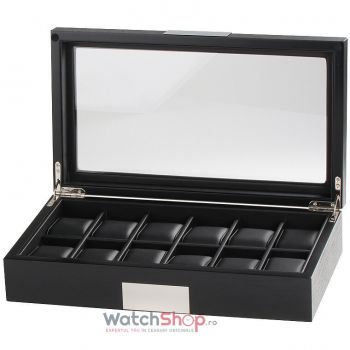 Cutie depozitare Rothenschild RS-2350-12BL 37 x 21 x 8.5 pentru 12 ceasuri Negru