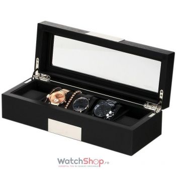 Cutie depozitare Rothenschild RS-2350-5BL 31.4 x 11.7 x 8.5 pentru 5 ceasuri Negru