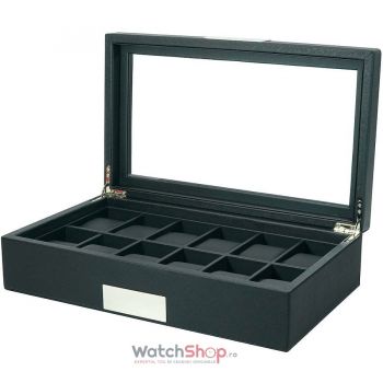 Cutie depozitare Rothenschild RS-3633-BL 36.5 x 9.5 x 21.5 pentru 12 ceasuri Negru