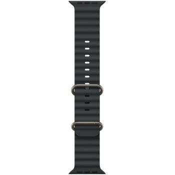 Apple Apple Watch 49mm Band:  Black Ocean Band - Natural Titanium Finish