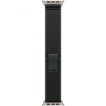 Apple Apple Watch 49mm Loop:  Black Trail Loop - S/M - Natural Titanium Finish