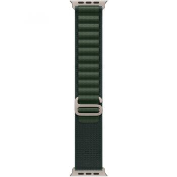 Apple Apple Watch 49mm Loop:  Dark Green Alpine Loop - Large - Natural Titanium Finish