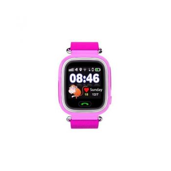 Ceas Smartwatch Copii Techstar® Q90, 1.22 inch IPS, Slot Cartela SIM, Bluetooth 4.0, Tracker GPS, AGPS, LBS, WIFI, Buton SOS, Apelare, Roz