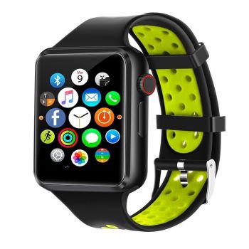 Ceas Smartwatch Techstar® C5, 1.54inch IPS LCD, Bluetooth 3.0 + EDR, Cartela SIM, MicroSD, Monitorizare Somn, Alerte Sedentarism, Verde