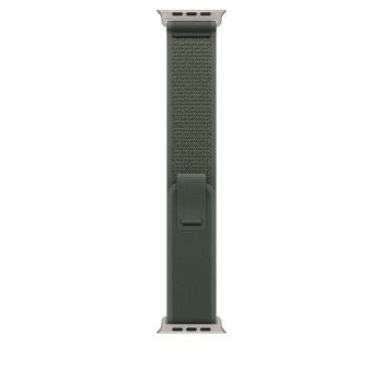 Curea Smartwatch Apple MXTN3ZM/A pentru Watch 49mm, Trail Loop, S/M, Natural Titanium Finish (Verde)