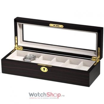 Cutie depozitare Rothenschild RS-1087-6E 34.5 x 8.5 x 17.5 pentru 6 ceasuri Negru