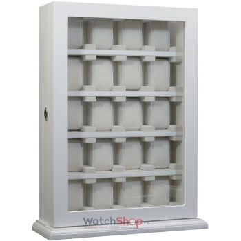 Cutie depozitare Rothenschild RS-1100-20WH 32 x 10 x 44.5 pentru 20 de ceasuri, Alb