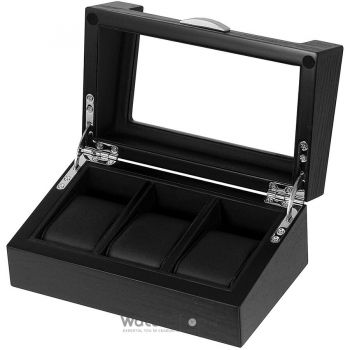 Cutie depozitare Rothenschild RS-2375-3-OAK 27.5 x 9.5 x 12.0 pentru 3 ceasuri, Negru
