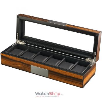 Cutie depozitare Rothenschild RS-2377-6EB 36.8 x 8.5 x 12 pentru 6 ceasuri, Maro