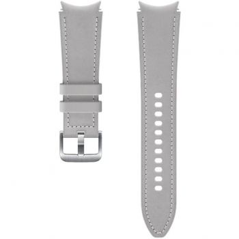 Samsung Galaxy Watch 4 / 4 Classic - Bratara Hybrid, cu cusatura (20mm, M/L), piele - Argintiu