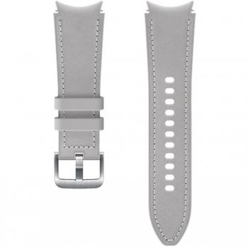 Samsung Galaxy Watch 4 / 4 Classic - Bratara Hybrid, cu cusatura (20mm, S/M), piele - Argintiu