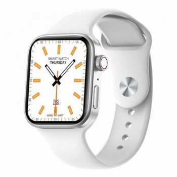 Smartwatch Techstar® 7, Ecran Touch, IPS 1.75 inch HD, Dock Incarcare Wireless, Bluetooth 5.2, Monitorizare Tensiune, Puls, Temperatura, Gri Deschis