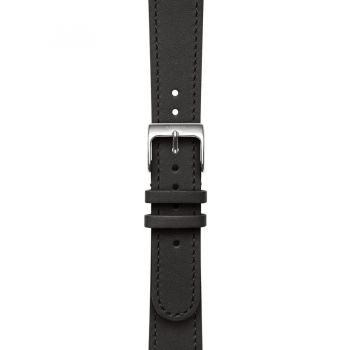 Withings Withings Leather Wristband 18mm w Silver buckle for Scanwatch 38mm, Steel HR 36mm, Withings Move, Move ECG, Steel - Black