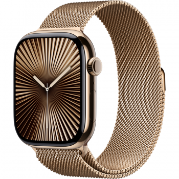 Apple Apple Watch S10 Cellular 46mm Gold Titanium Case with Gold Milanese Loop - M/L
