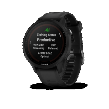 Ceas activity outdoor tracker Garmin Forerunner 955 Solar, bratara silicon, iOS/Android, Rezistenta la apa, Negru