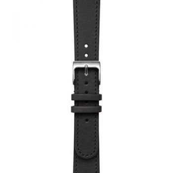 Bratara Withings, 18 mm, Piele cu cusaturi, catarama argintie, Negru