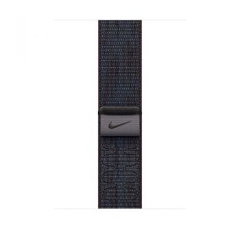 Curea Smartwatch Apple MYJD3ZM/A pentru Watch 46mm, Nike Sport Loop (Negru/Albastru)