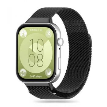 Curea Tech-Protect Milanese pentru Huawei Watch Fit 3, Neagra