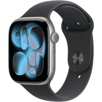 Apple Apple Watch 11 GPS + Cellular, Carcasa Space Grey Aluminium 46mm, Black Sport Band - M/L