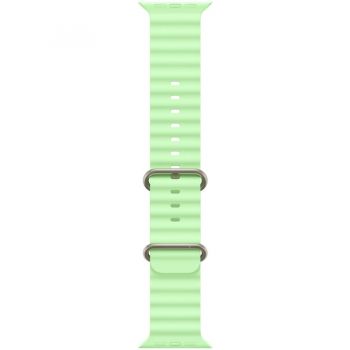 Apple Apple Watch 49mm Band:  Neon Green Ocean Band - Natural Titanium Finish