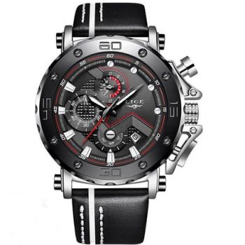 Ceas barbatesc, Lige, Analog, Fashion   Casual, Curea din piele, Ecran mare, Calendar, Cronograf, Activitati Outdoor, Mecanism Quartz