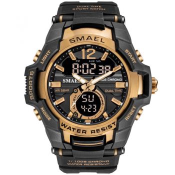 Ceas barbatesc Smael 1805 Gold, Sport, Digital, Militar, Army, Rezistent la apa si socuri