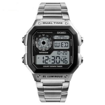 Ceas de mana barbatesc Casual Digital Alarma Cronograf Otel inoxidabil