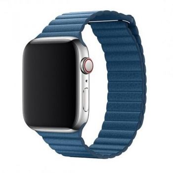 Curea Devia Elegant Leather Loop Cape Cod Blue pentru Apple Watch 38mm / 40mm,  piele, magnetica