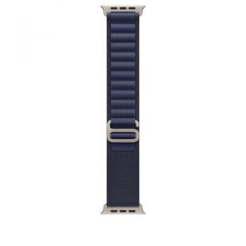 Curea Smartwatch Apple Watch MXMX3ZM/A, pentru Watch 49mm, Alpine Loop, Small, Natural Titanium Finish (Albastru)