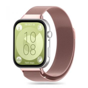 Curea Tech-Protect Milanese pentru Huawei Watch Fit 3, Roz Aurie