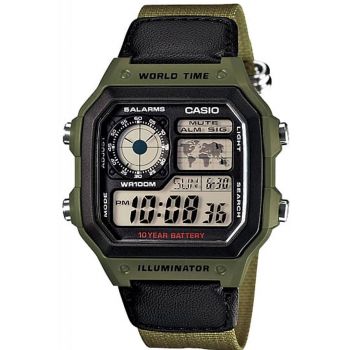 Ceas barbatesc Casio Militar Army Casual Sport Verde 10 ani baterie