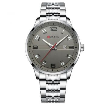 Ceas barbatesc Curren Quartz Analog Business Data Indici luminosi Argintiu