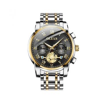 Ceas barbatesc de mana Olevs Cronograf Analog Elegant Luxury Casual Fashion Quartz Fazele lunii Data Negru