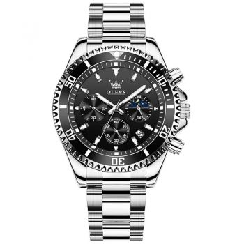 Ceas barbatesc de mana Olevs Cronograf Quartz Elegant Luxury Casual Fashion Data Negru