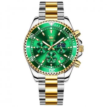 Ceas barbatesc de mana Olevs Cronograf Quartz Elegant Luxury Casual Fashion Data Verde