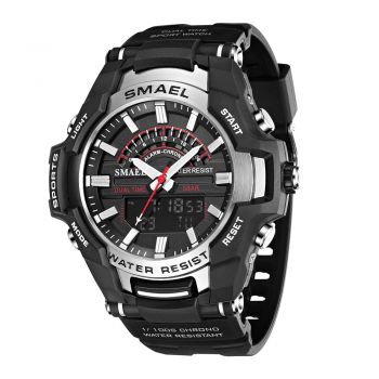 Ceas barbatesc de mana Smael Militar Casual Sport Stil Army Rezistent la apa si socuri Argintiu