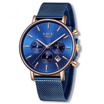 Ceas barbatesc Lige Albastru Quartz Clasic Analog Business