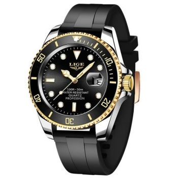 Ceas barbatesc Lige Analog Data Quartz Silicon