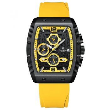 Ceas barbatesc Naviforce  Sport Casual Quartz Analog Silicon Cronograf Galben