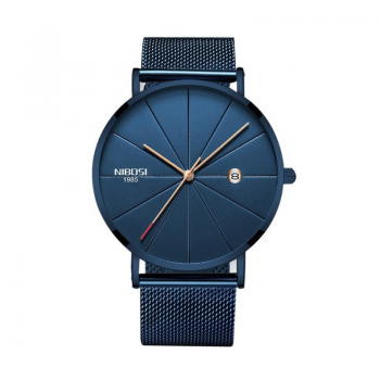 Ceas barbatesc Nibosi Business Otel Elegant Quartz Analog Bratara reglabila Albastru