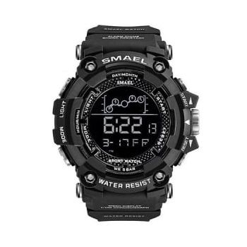 Ceas barbatesc Smael, Shock Resistant, Sport, Militar, Digital, Dual Time, Cronograf Negru