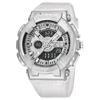 Ceas barbatesc Smael Sport Digital Analog 5 ATM Alb