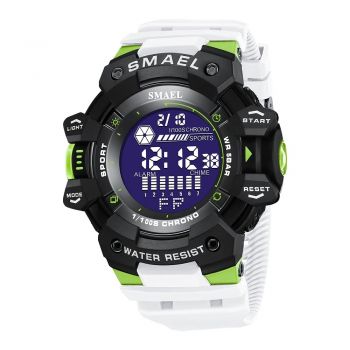 Ceas barbatesc Smael Sport Militar  Electronic Digital Alb Alarma Cronometru