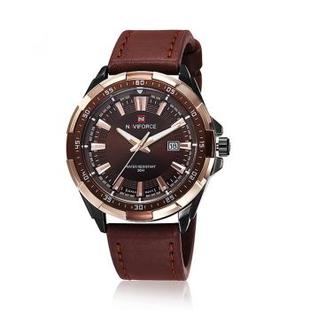 Ceas barbati de mana, Naviforce, Analog, Casual, Clasic, Curea din piele naturala, Quartz