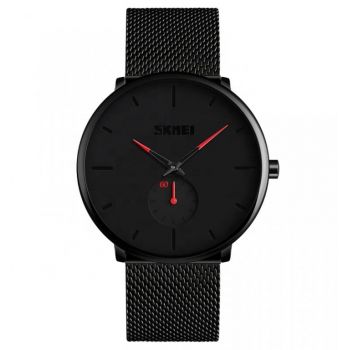 Ceas barbati Skmei Quartz Otel Bratara reglabila Analog Casual Negru Rosu