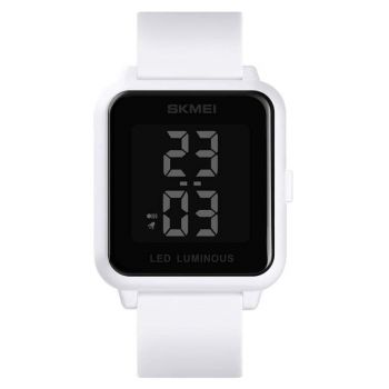 Ceas digital Skmei Unisex Lumina de fundal Afisare data Casual Alb