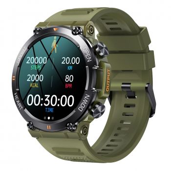 Ceas smartwatch barbati TIO   Pro Combat, 1.4 inch IPS HD, apel bluetooth HD, multi sport, monitorizare ritm cardiac multi point, oxigen sange,