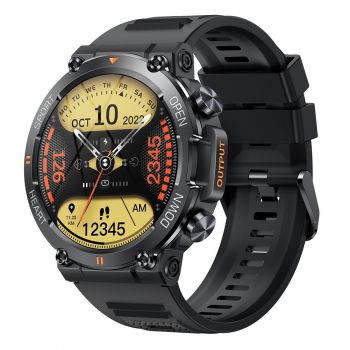 Ceas smartwatch barbati TIO   Pro Combat, 1.4 inch IPS HD, apel bluetooth HD, multi sport, monitorizare ritm cardiac multi point, oxigen sange,