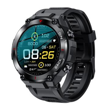 Ceas Smartwatch Barbati TIO  , Sport, 1.32,  IPS, HD, GPS track, Somn, Pedometru, Monitorizare cardiaca, Oxigen, Rezistent la apa IP68, Notificari